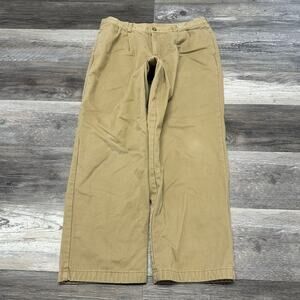 LL Bean‎ Natural Fit Plaid Flannel Lined Khaki Tan Mens 34x27 Cotton Work Pants